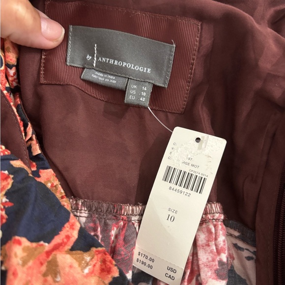Anthropologie Floral Boho Midi Dress Size 10 NWT Brown Red‎ Tier Msrp 170 - Picture 2 of 11
